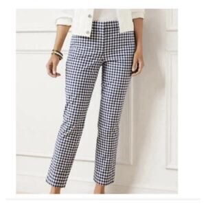 J.Crew Martie Gingham Ankle Pants Women’s 12 Navy Slim Stretch Work Classic